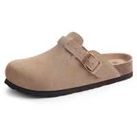 Sabots en daim YL-25364 pour femmes avec soutien de la voûte plantaire-pantoufles mules confortables en liège, chaussures de maison orthopédiques pour usage intérieur et extérieur