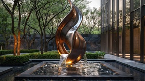 Escultura de metal blanco minimalista moderna, Arte abstracto al aire libre, reflejo de agua para Plaza Hotel Garden, artesanías de resina de alta calidad - Product Image 6