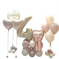 Ensemble de 65 ballons en forme de cœur, couleur crème, chiffres, pour anniversaire, fournitures festives, décoration de fête, accessoires de photographie d'anniversaire