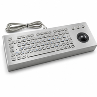 Clavier à trackball industriel étanche IP54 en acier inoxydable PC-DJ68-DESK, 81 touches USB PS/2 pour machine CNC et kiosque