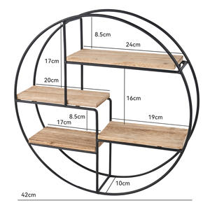 Étagère de rangement murale décorative, imperméable, gain de place, multifonctionnelle, organisateur de maison en bois et en métal, salle de bain/salon - Product Image 4