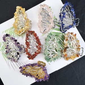 Nouveau produit cristal de guérison naturelle bricolage artisanat fait à la main papillon gravier épingle à cheveux pour les femmes bijoux cadeaux - Product Image 1