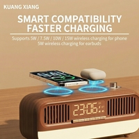 KUANGXIANG Nouvelle Innovation 2026 Enceinte Musicale Sans Fil avec Chargeur Sans Fil pour Téléphone et Écouteurs, Réveil et Radio FM