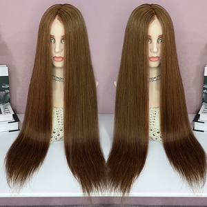 Peluca de Cabello Humano Remy Virgen Ruso Natural de 26 Pulgadas, Talla Pequeña, con Encaje HD Completo, Sin Pegamento, Color Marrón, Doble Trama, Peluca Frontal de Encaje - Product Image 2