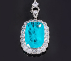 White Gold PA blue pendant with Chopin chain