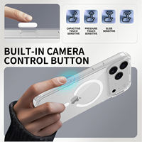 Casing HP Transparan Anti Benturan TPU+Akrilik dengan Tombol Kontrol Kamera AI Magnetik Kuat N52 untuk iPhone 16 17 18 Pro Max