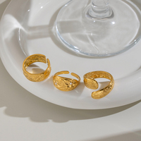 X&L Vintage Breiter Offener Manschettenring mit Strass, 18K Vergoldet, 304 Edelstahl, Wasserdicht, Boho Täglicher Trendschmuck für Frauen