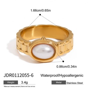 Bague Hip Hop tendance en acier inoxydable 316 plaqué or 14 carats avec perle en forme de pépite, tailles 6, 7, 8 pour hommes et femmes - Product Image 6