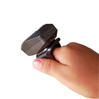 Lector de código de barras portátil, lector de código de barras QR inalámbrico con anillo para dedo, color azul, 1D, 2D
