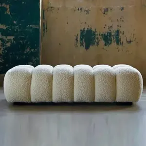 Lamb Velvet Bench Luxury Hotel Entrance Ottoman Wholesale Manufacturer OEM ODM Custom Size Bedroom <b>Sofa</b> <b>Stool</b> - Product Image 3
