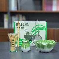 Ensemble de matcha élégant sans plomb NEWELL, ensemble de bol à matcha en forme de feuille de lotus, ensemble de thé en céramique écologique fait à la main, idéal pour un cadeau d'anniversaire
