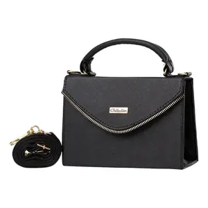 Bolso Bandolera Negro Dacia para Mujer de Fana, Microfibra, Cuero Sintético, Asa Superior, Cierre de Cremallera, Bolso de Pecho Moderno - Product Image 1