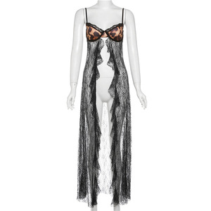 K23B39719 Nouveau <span class=keywords><strong>Gilet</strong></span> <span class=keywords><strong>Femme</strong></span> 2024 à Bretelles Longues <span class=keywords><strong>en</strong></span> Dentelle Léopard, Creux et Fendu - Product Image 6