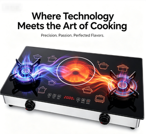 Table <span class=keywords><strong>de</strong></span> cuisson infrarouge hybride professionnelle au gaz, cuisinière double combustible à fonctionnement continu <span class=keywords><strong>pour</strong></span> cantine, snack-bar et restauration - Product Image 6