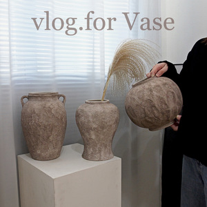 <span class=keywords><strong>Vase</strong></span> en céramique chinoise moderne style Wabi-sabi pour arrangements floraux texturés, décoration de hall d'hôtel et de showroom, fleurs à base d'eau - Product Image 1