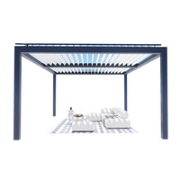 Pavillon Pare-Soleil Électrique à Lamelles Inclinables en Alliage d'Aluminium Personnalisable et Étanche pour Villa, Hôtel et Jardin