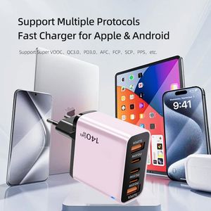 140w Phone Charger 2USB+3Type <b>C</b> Charger Block Quick Charging US/EU/UK <b>Plug</b> Dual 35W Super Fast Charger - Product Image 3