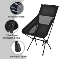 Chaise de jardin ultralégère en alliage d'aluminium - Chaise pliante à dossier haut pour l'extérieur, chaise de plage portable