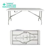 Table pliante blanche SK-ZDZ-C004 de capacité de charge lourde HDPE portatif réglable de 6 pieds pour des événements extérieurs et diner commercial