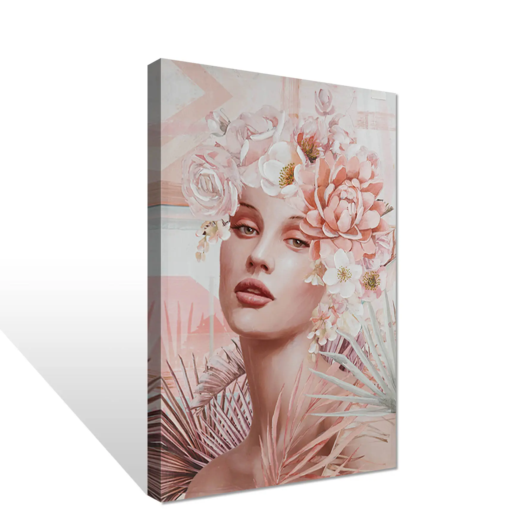 Modern Fashion Elegant Lady With Sweet Flowers Decoration Hand Painting Luxury Girl Painting Portrait Set Wall Portrait