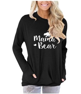 Nuovo stile personalizzato da <span class=keywords><strong>donna</strong></span> taglie forti in cotone a maniche lunghe oversize tascabile da strada felpa Tee top magliette Casual tuniche - Product Image 2