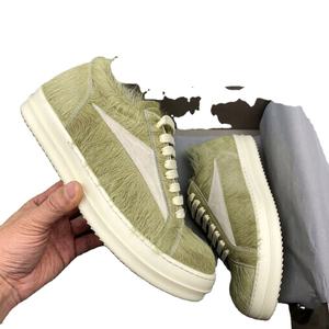 Zapatillas bajas de cuero de lujo Owens para hombre y mujer, con cordones, suela gruesa, informales, planas, en stock, color negro - Product Image 4