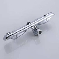 Colonne de douche thermostatique en laiton contemporaine de haute qualité Chrome poli fini double poignée pluie douchette pour