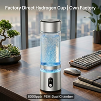 Bouteille d'eau hydrogénée portable à double compartiment 6000ppb, fonctionnement à une touche, pour les distributeurs mondiaux de produits de santé