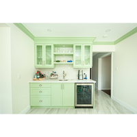 Armoire de cuisine Shaker sur mesure vert menthe avec boîte en contreplaqué, cadre en bois massif avec porte vitrée et installation rapide