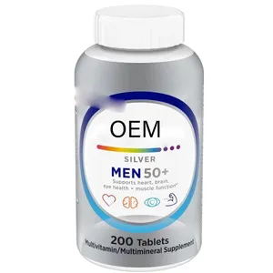 Private label customization Men's 50+ Multivitamin with Vitamin D3, B-Vitamins, Zinc for Memory and Cognition - 200 Tablets