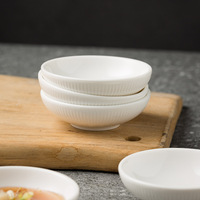 La Chine écologique 3 pouces en céramique blanche porcelaine salade ketchup moutarde wasabi sauce soja mini plat de dîner contact alimentaire maison sûre