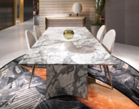 Table moderne en marbre royal personnalisable avec base réglable chaises 10 places ensemble de salle à manger antique pour la maison ou l'hôtel