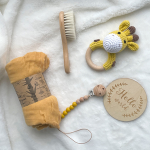 Ensemble Cadeau Biologique pour Nouveau-Né Bébé Lapin Lion Ours en Peluche Éléphant Renard Crochet Animal Hochet Tétine 2 Pcs Doux Hochet en Bois - Product Image 3