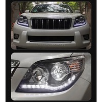 Phares LED DRL de mise à niveau pour Toyota Prado 2010-2013, ensemble de feux avant de voiture au design double projecteur, accessoires de phares automobiles
