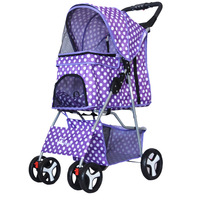 Poussette chariot de chien de voyage, compacte, à grandes roues