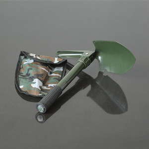 <b>Multi</b> <b>Function</b> Folding <b>Shovel</b> Green Metal Outdoor Fishing Tool Compact Portable With Carry Bag For Camping Hunting - Product Image 1