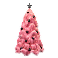 Rosa Plüsch Großer Künstlicher Weihnachtsbaum Lichterset LED Klare/Weiße Lichter Stehend Personalisiert Umweltfreundlich Batteriebetrieben