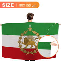 Cape portative 3x5FT avec manches, drapeau de l'Iran ancien, emblème Lion et Soleil, bannière corporelle de rallye sportif persan Shir-o-Khorshid