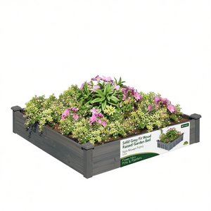 Fioriera rialzata Gardenia in legno di abete grigio massiccio 2x10FT con tessuto non tessuto per fiori e piante - Product Image 1