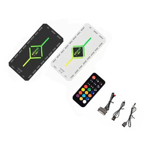5V <span class=keywords><strong>3</strong></span> broches ARGB Sync avec concentrateur PWM RVB télécommandé sans fil pour ventilateurs de boîtier PC gérés thermiquement emballage de boîte mélange de stock en plastique - Product Image 1