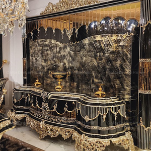 Antique Đen Vàng Châu Phi Hoàng Gia Gỗ Khắc <span class=keywords><strong>Sofa</strong></span> Đồ Nội Thất <span class=keywords><strong>Sofa</strong></span> Đặt Sang Trọng Phòng Khách Thổ Nhĩ Kỳ - Product Image 6