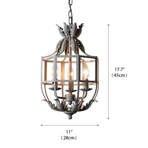 Lampadario in Stile Country Francese Vintage con Dettagli a Foglia in Ferro Lanterna Decorativa Retrò Antica - Product Image 5