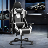 Chaise de jeu AJUNION avec repose-pieds, chaise d'ordinateur avec soutien lombaire, chaise de jeu de course inclinable, chaise de jeu PC confortable