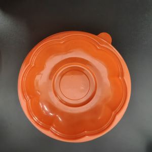 Mangkuk Salad Microwave plastik besar, mangkuk Salad sekali pakai, plastik bulat transparan/Oranye 64oz dengan tutup hewan peliharaan - Product Image 4