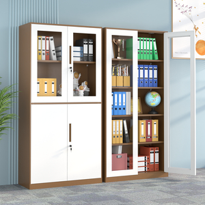 Armoire de rangement latérale de bureau en acier, multi-niveaux, avec portes verrouillables pour documents, livres et fournitures - Product Image 2