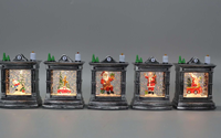 Lanterne LED en forme d'horloge antique noire et argentée, boule de neige décorative pour la maison, idéale pour les fêtes