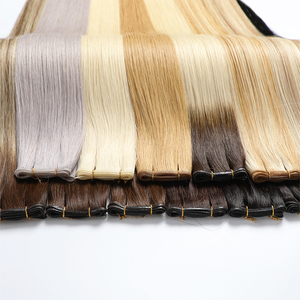 Extensions <span class=keywords><strong>per</strong></span> <span class=keywords><strong>capelli</strong></span> all'ingrosso, 100% umani vergini Remy, provenienti da donne europee, a doppia trama, nuove, morbide, sottili, annodate a mano, invisibili, con trama Genius - Product Image 5