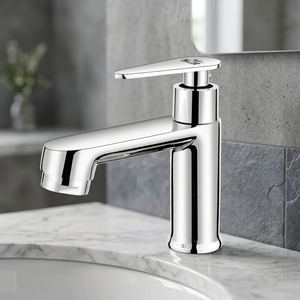 Robinet de lavabo sur colonne haut de gamme en laiton chromé, pour montage sur plan, usage intensif en plomberie - Product Image 2