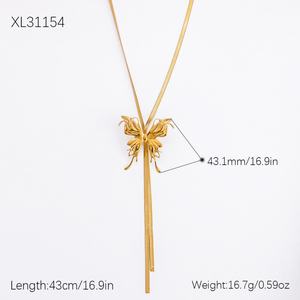 Collar de Estilo Bohemio con Borlas de Acero Inoxidable, Cadena de Serpiente Larga y Moderna de Alta Gama, Joyería de Acero Inoxidable Chapada en Oro de 18k - Product Image 6