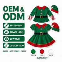Ensemble de costumes de Noël assortis pour la famille, tenue d'elfe pour adultes et enfants, veste verte avec col festonné, boutons en forme de canne à sucre, chapeau